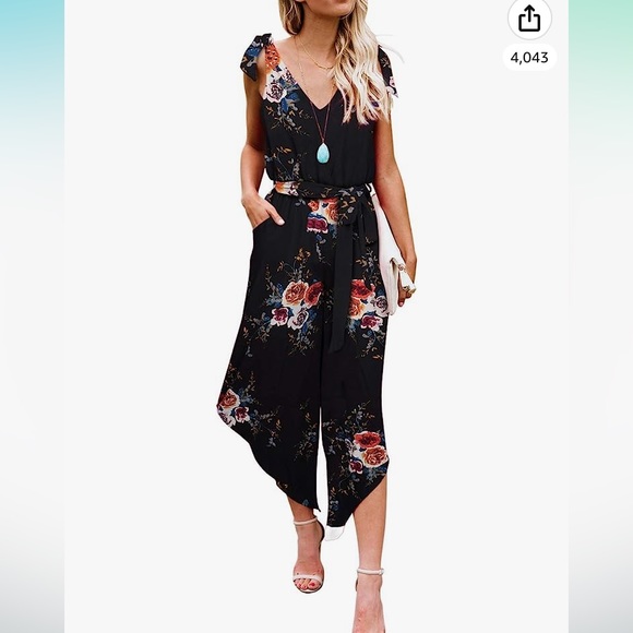Pants - NWT Black floral sleeveless jumpsuit